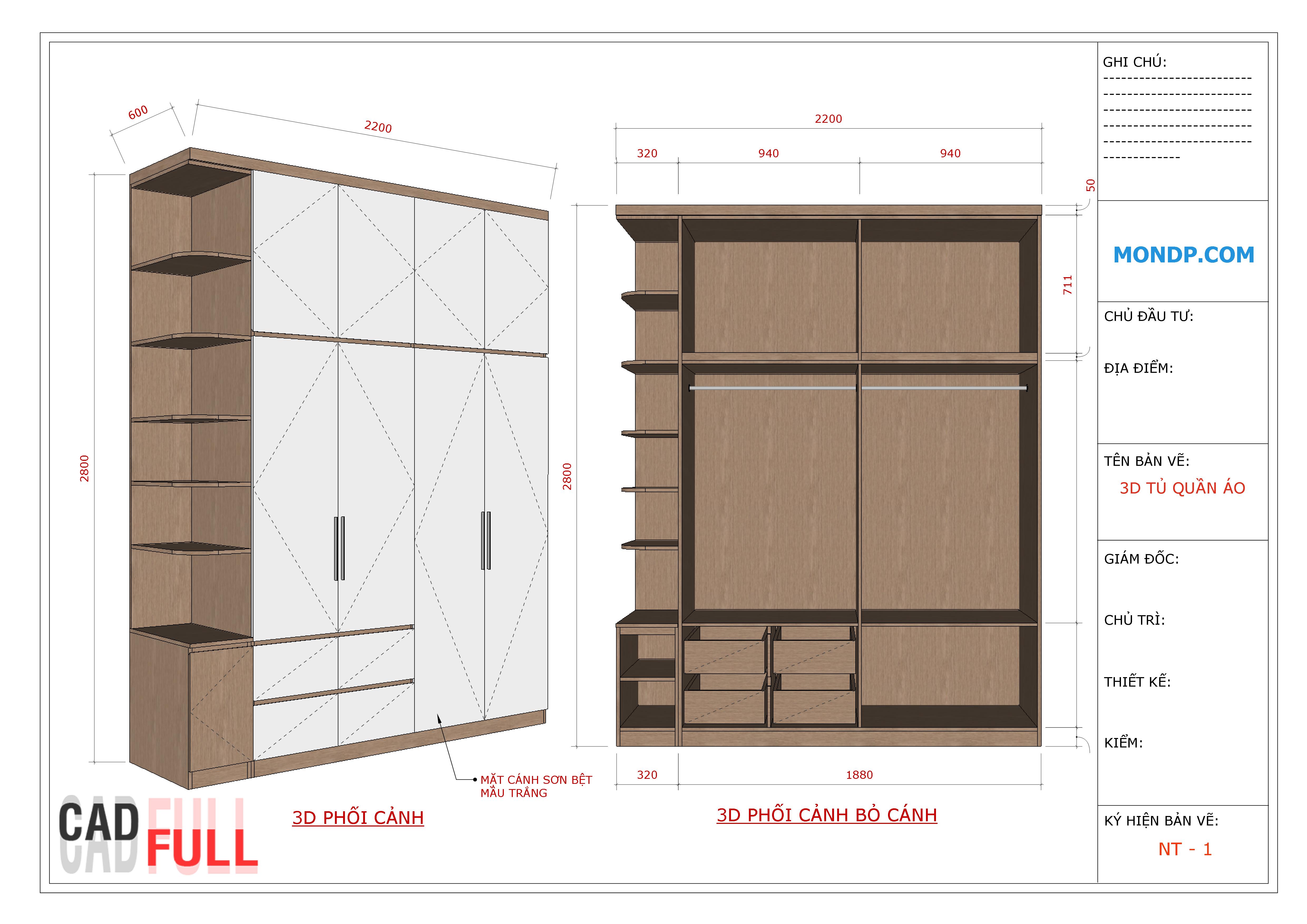 Layout Sketchup - Tủ Quần Áo 2